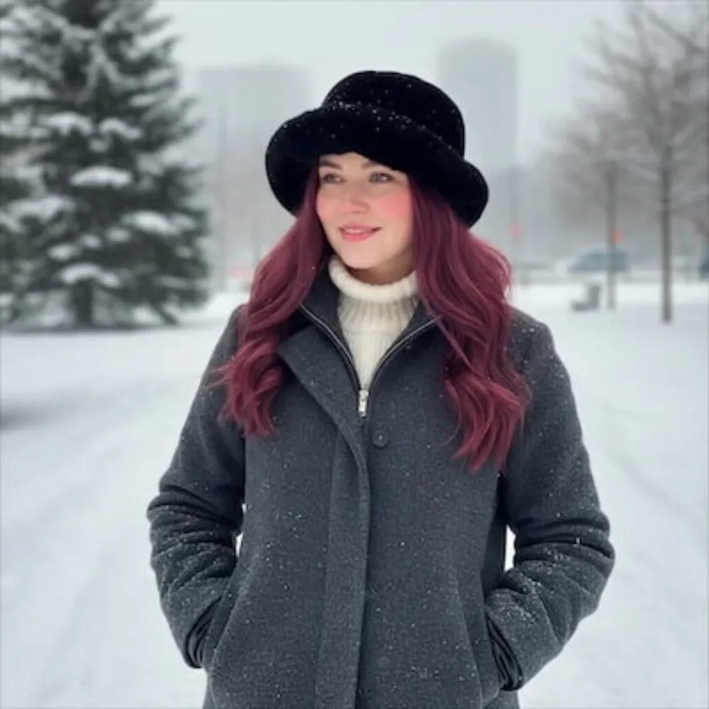 Women's Soft Faux Fur Winter Bucket Hat | Reversible 2-Way Style (Black) NWT